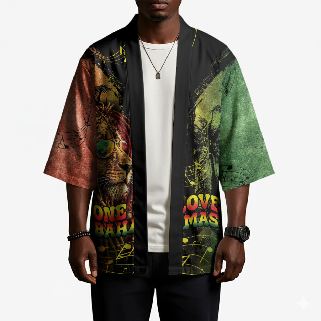 One Love Bahamas Kimono Rastafarian Lion Reggae Grunge Style