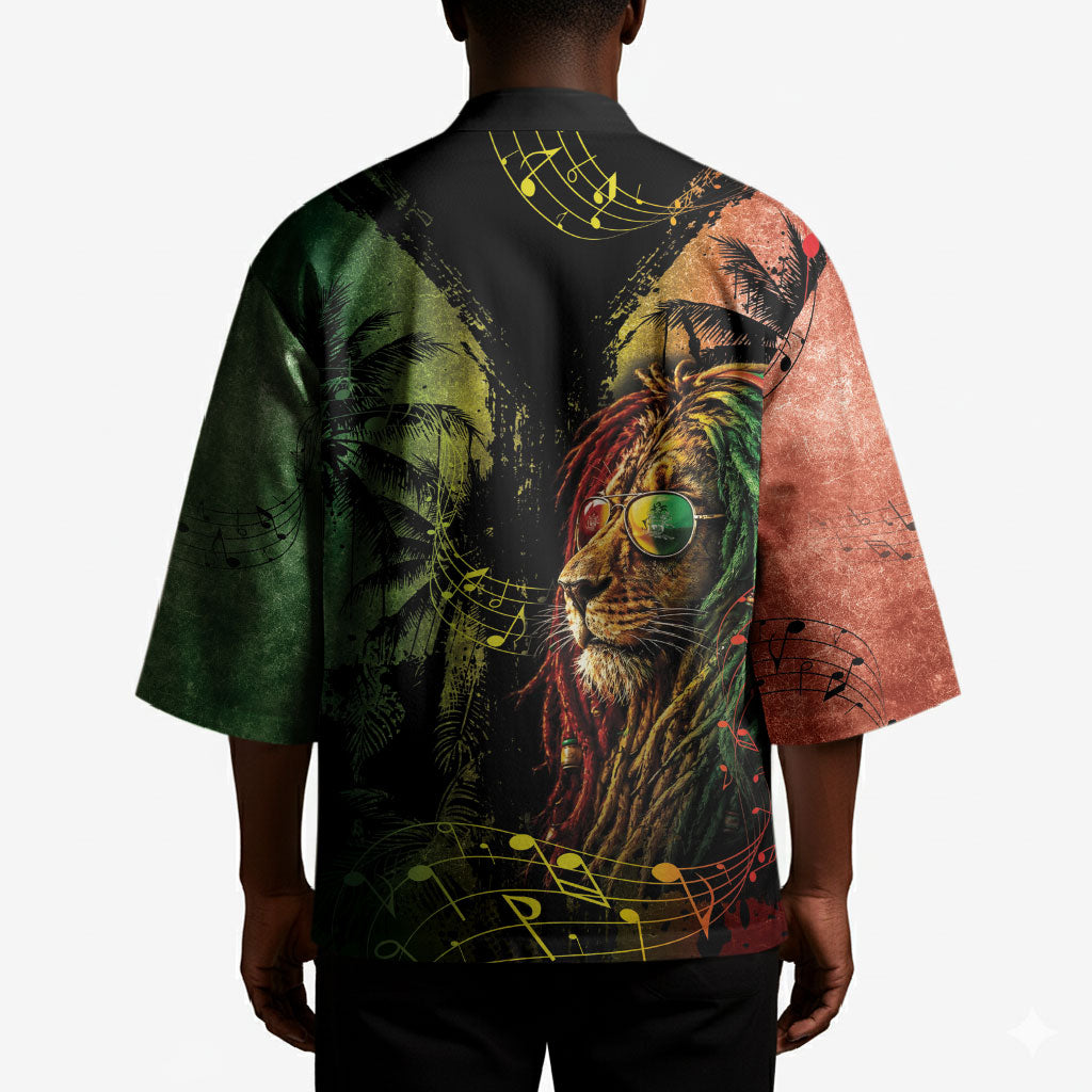 One Love Bahamas Kimono Rastafarian Lion Reggae Grunge Style