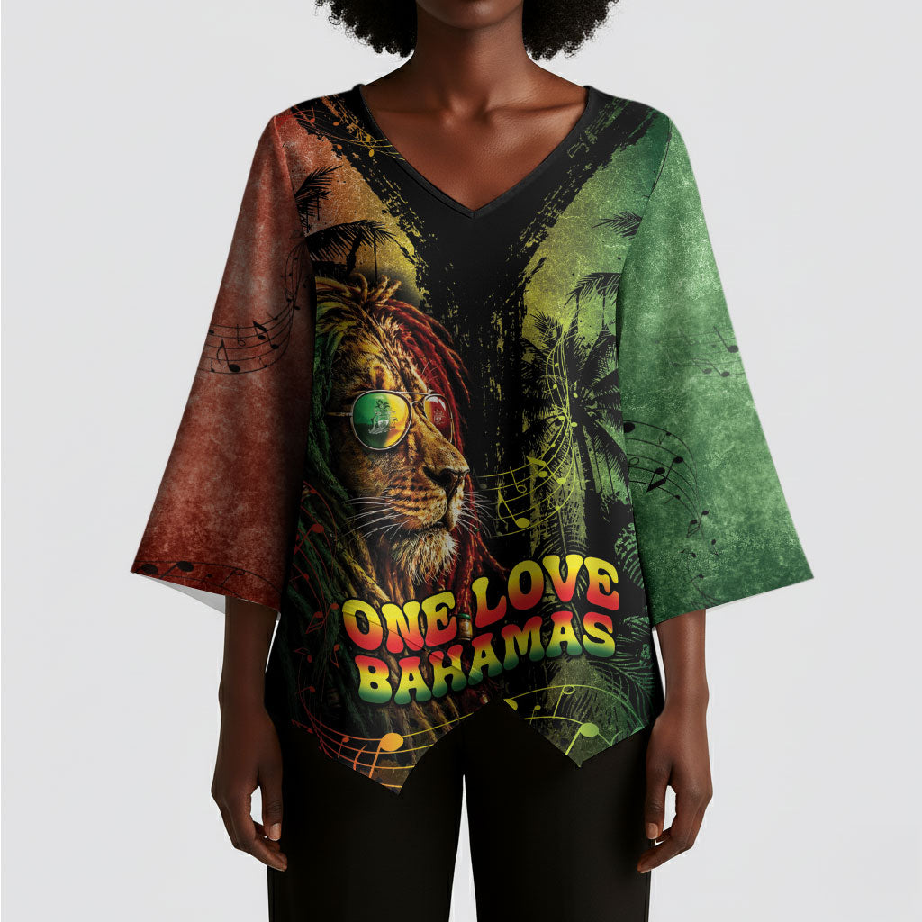 One Love Bahamas Kimono Sleeve Blouse Rastafarian Lion Reggae Grunge Style