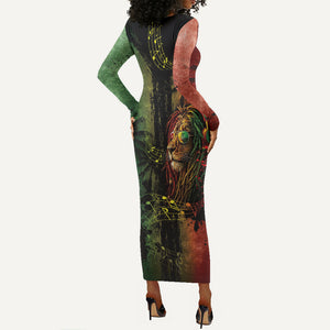 One Love Bahamas Long Sleeve Bodycon Dress Rastafarian Lion Reggae Grunge Style