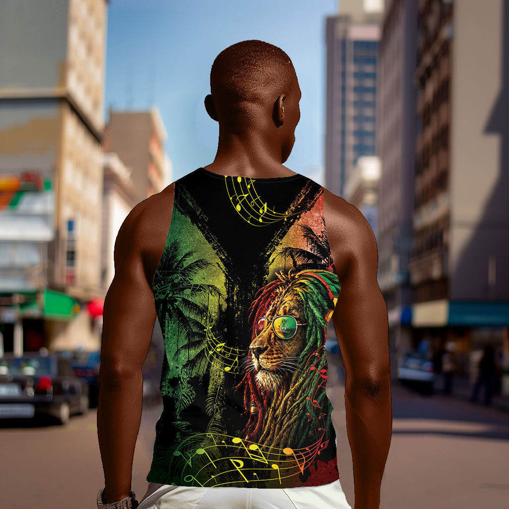 One Love Bahamas Men Tank Top Rastafarian Lion Reggae Grunge Style