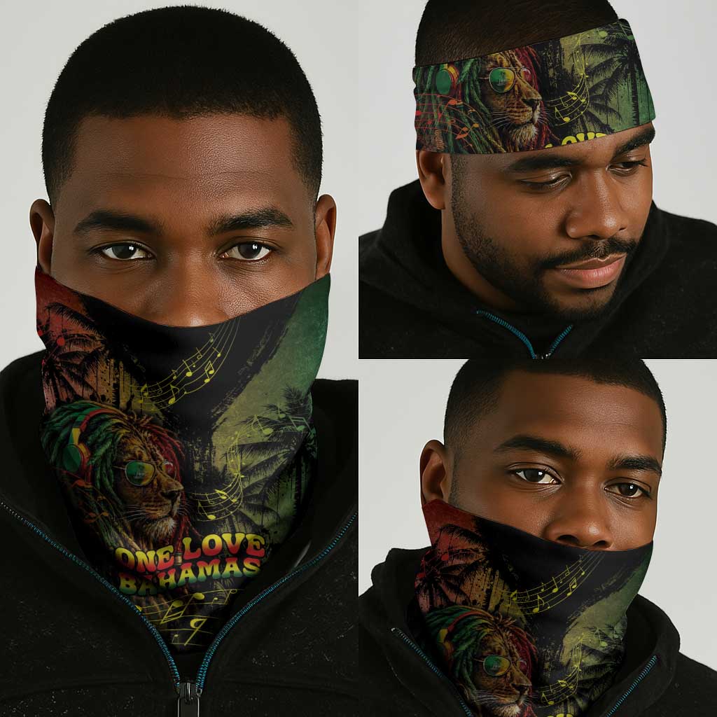 One Love Bahamas Neck Gaiter Rastafarian Lion Reggae Grunge Style