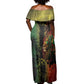 One Love Bahamas Off Shoulder Maxi Dress Rastafarian Lion Reggae Grunge Style