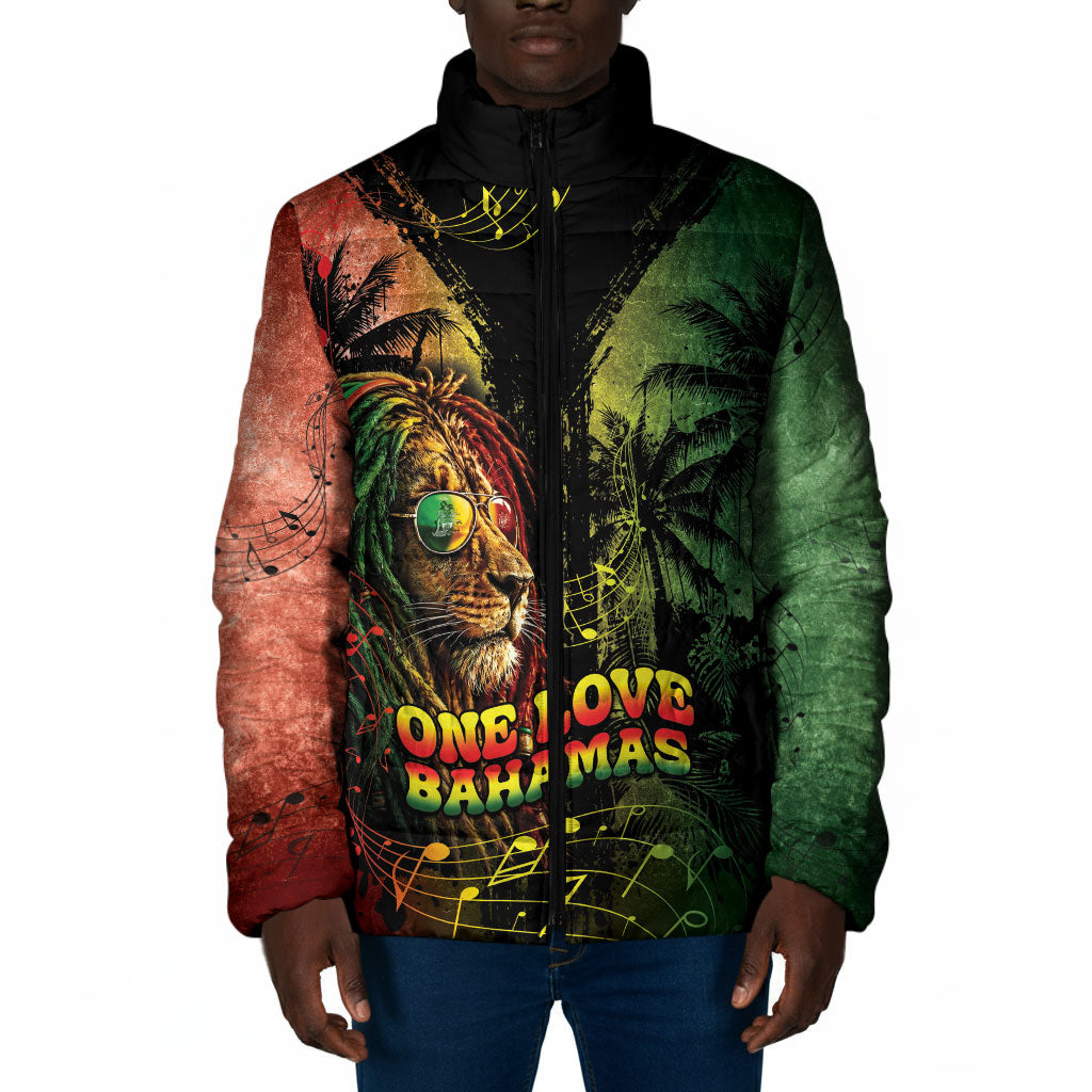 One Love Bahamas Padded Jacket Rastafarian Lion Reggae Grunge Style