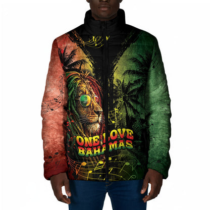 One Love Bahamas Padded Jacket Rastafarian Lion Reggae Grunge Style