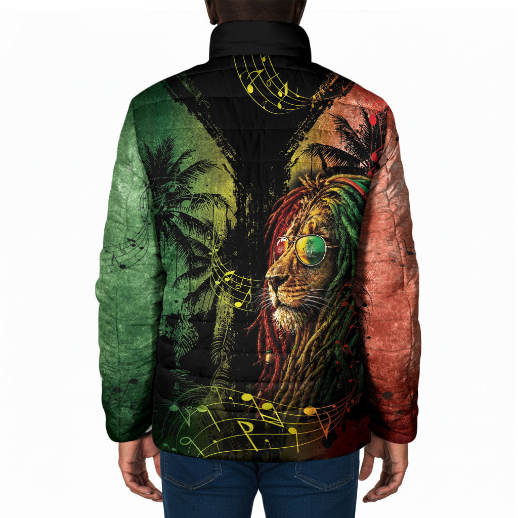 One Love Bahamas Padded Jacket Rastafarian Lion Reggae Grunge Style