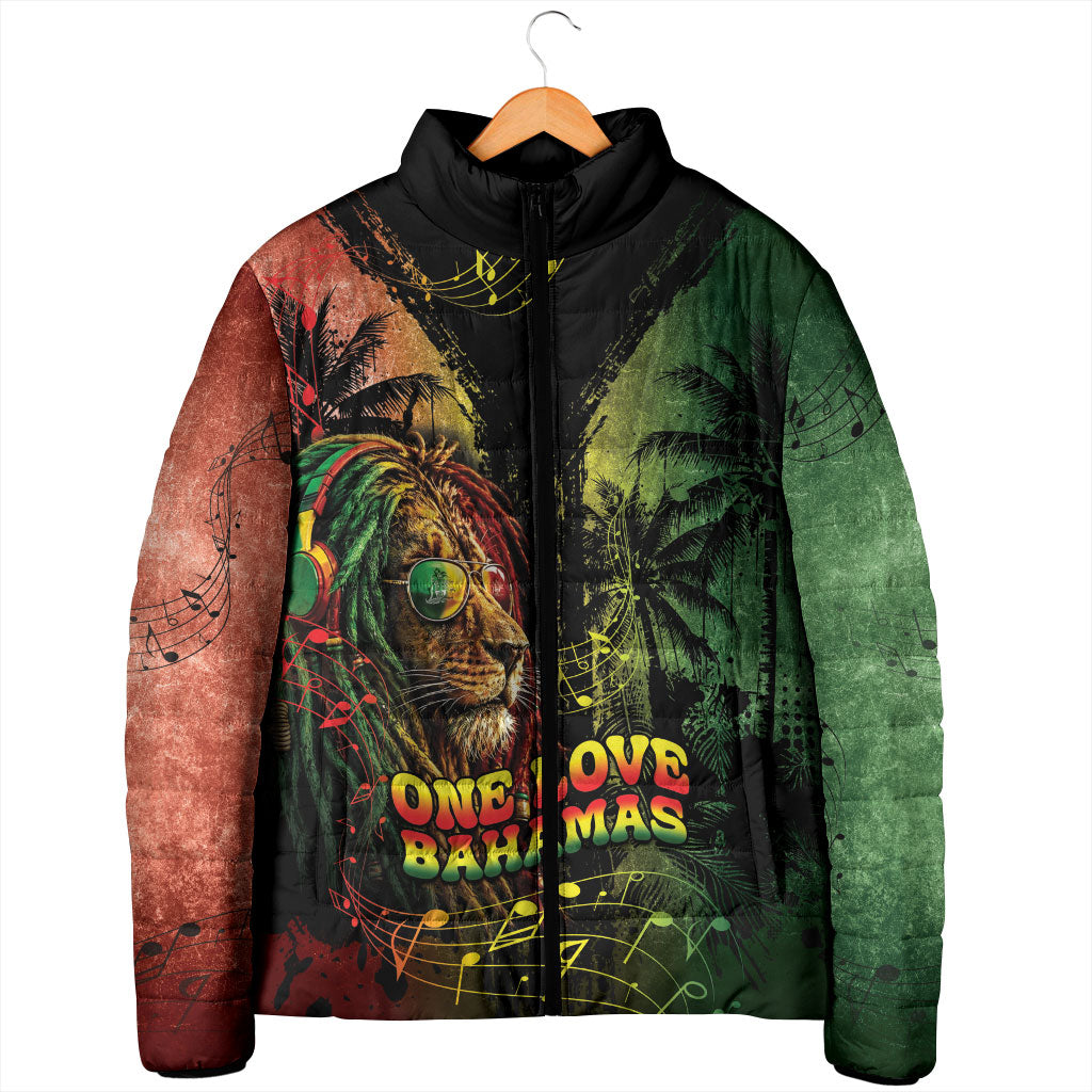 One Love Bahamas Padded Jacket Rastafarian Lion Reggae Grunge Style