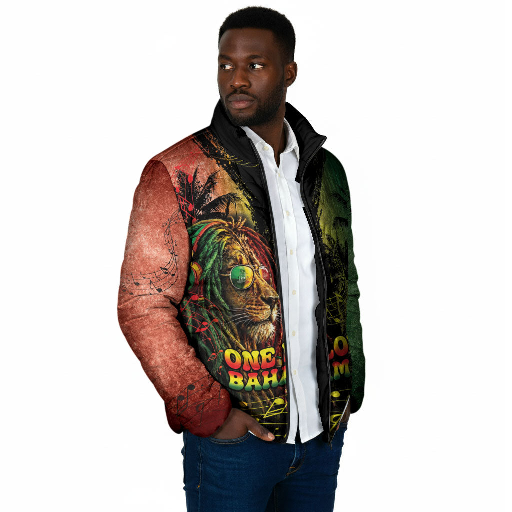 One Love Bahamas Padded Jacket Rastafarian Lion Reggae Grunge Style
