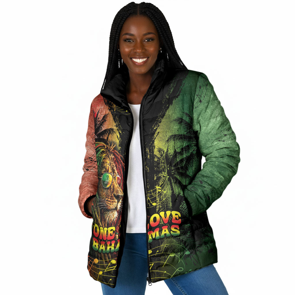 One Love Bahamas Padded Jacket Rastafarian Lion Reggae Grunge Style