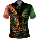 One Love Bahamas Polo Shirt Rastafarian Lion Reggae Grunge Style