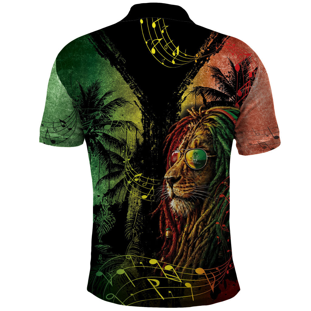 One Love Bahamas Polo Shirt Rastafarian Lion Reggae Grunge Style