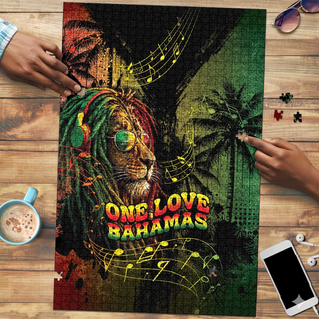 One Love Bahamas Puzzle Rastafarian Lion Reggae Grunge Style