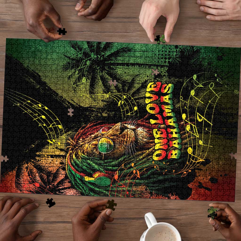 One Love Bahamas Puzzle Rastafarian Lion Reggae Grunge Style