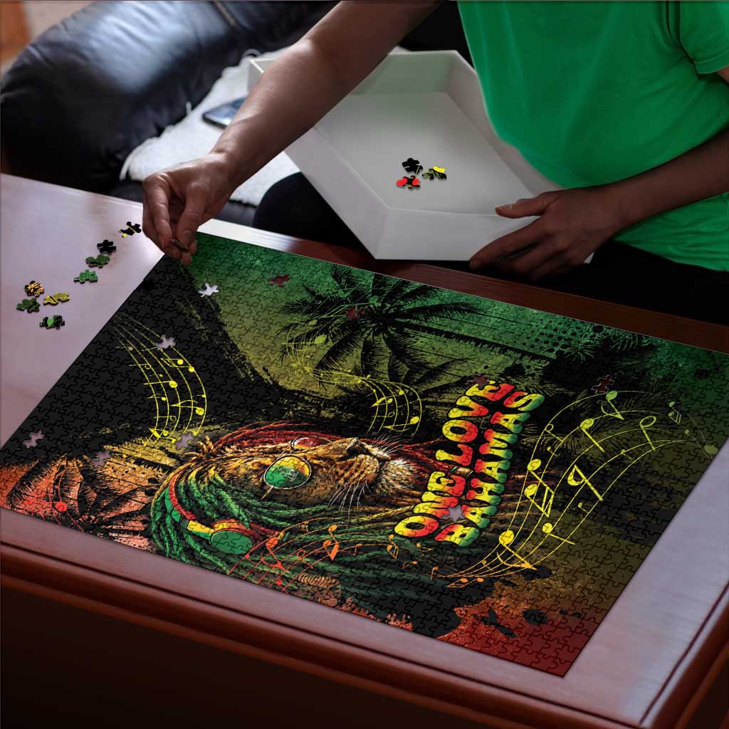 One Love Bahamas Puzzle Rastafarian Lion Reggae Grunge Style