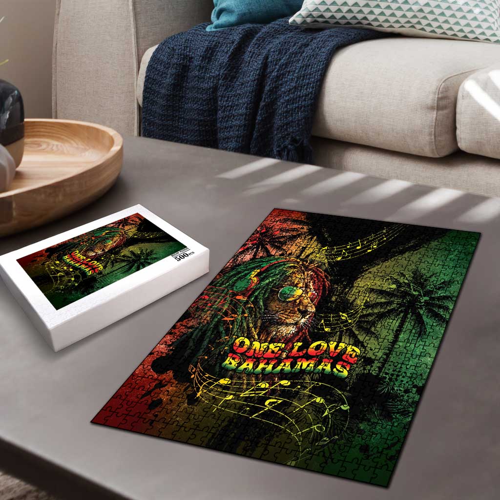 One Love Bahamas Puzzle Rastafarian Lion Reggae Grunge Style