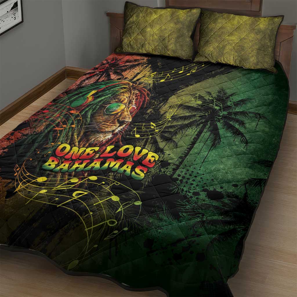 One Love Bahamas Quilt Bed Set Rastafarian Lion Reggae Grunge Style