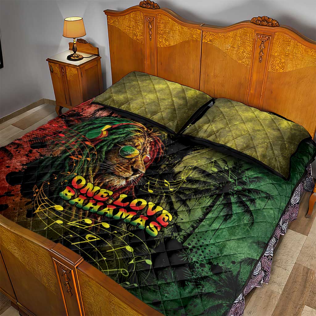 One Love Bahamas Quilt Bed Set Rastafarian Lion Reggae Grunge Style