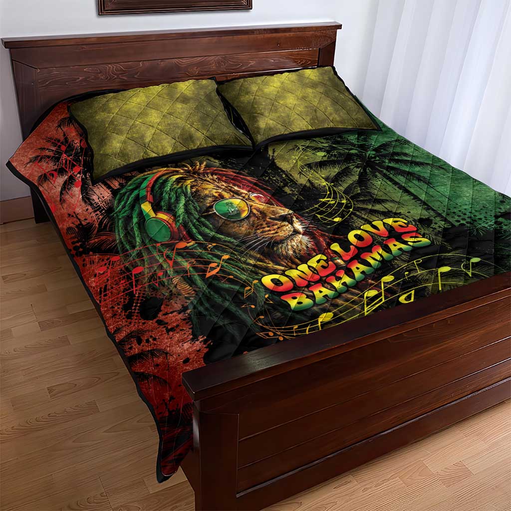 One Love Bahamas Quilt Bed Set Rastafarian Lion Reggae Grunge Style