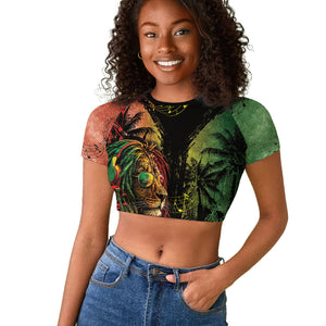 One Love Bahamas Raglan Cropped T shirt Rastafarian Lion Reggae Grunge Style
