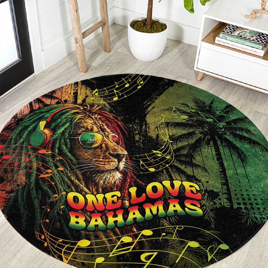 One Love Bahamas Round Carpet Rastafarian Lion Reggae Grunge Style