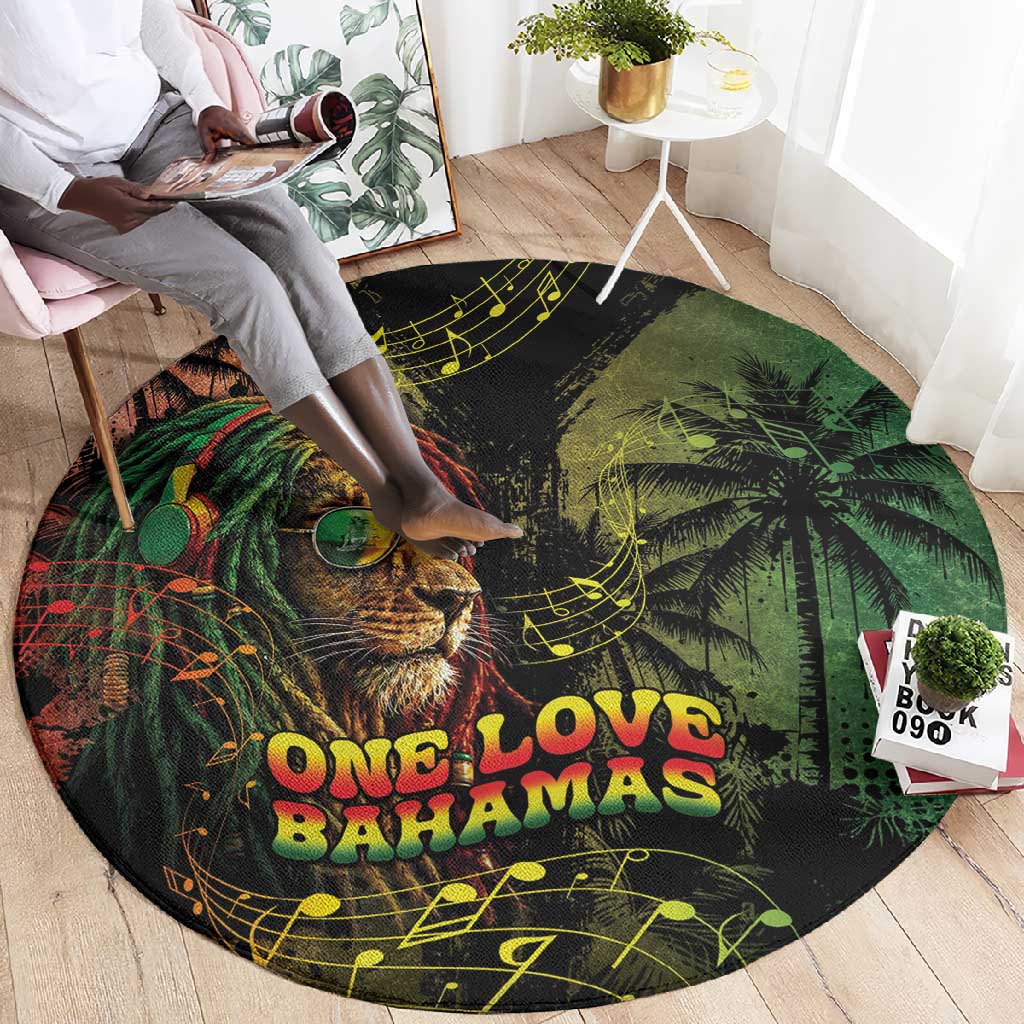 One Love Bahamas Round Carpet Rastafarian Lion Reggae Grunge Style