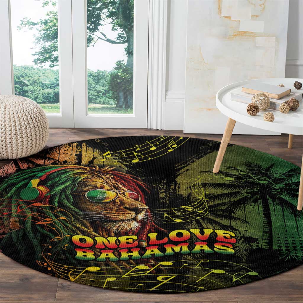 One Love Bahamas Round Carpet Rastafarian Lion Reggae Grunge Style