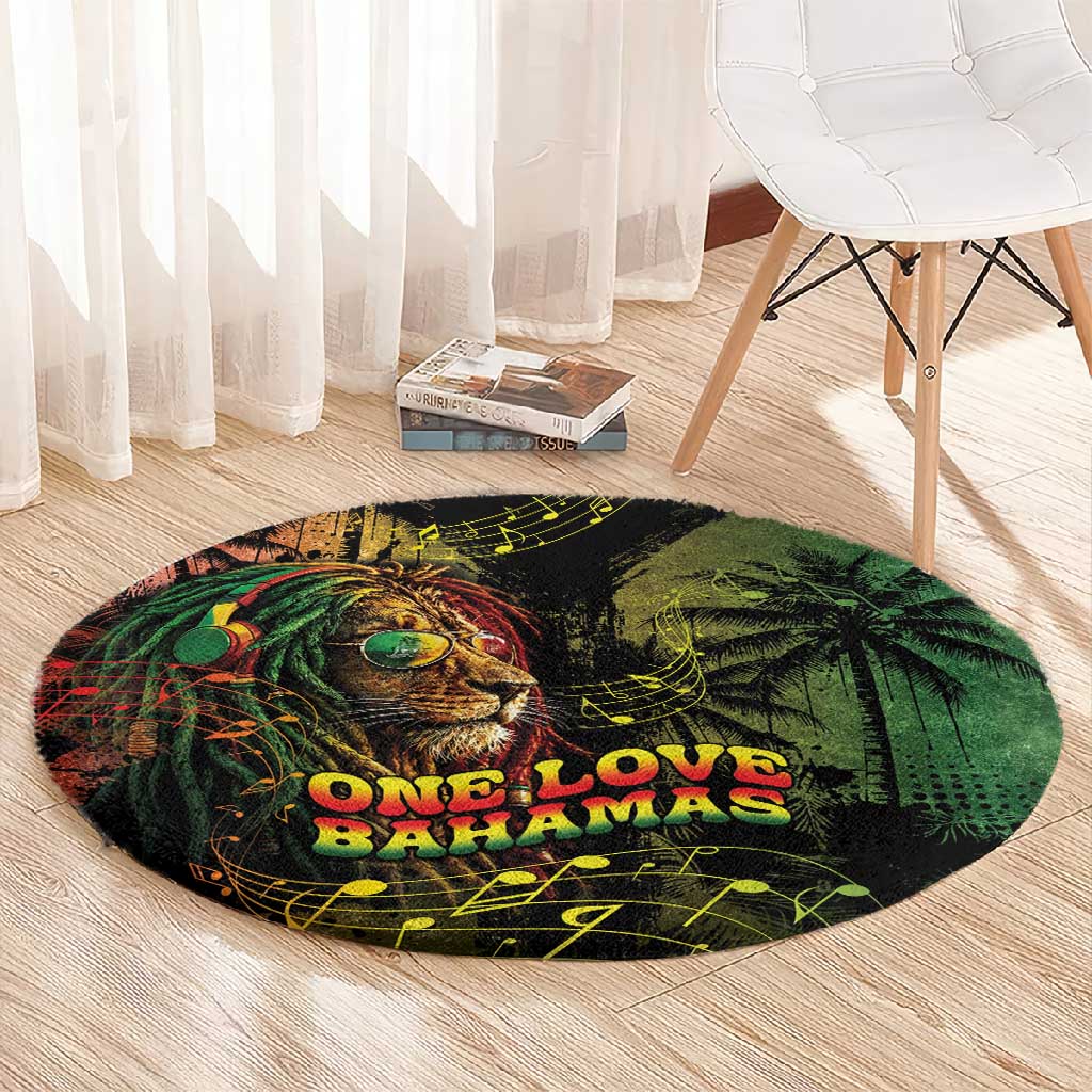 One Love Bahamas Round Carpet Rastafarian Lion Reggae Grunge Style