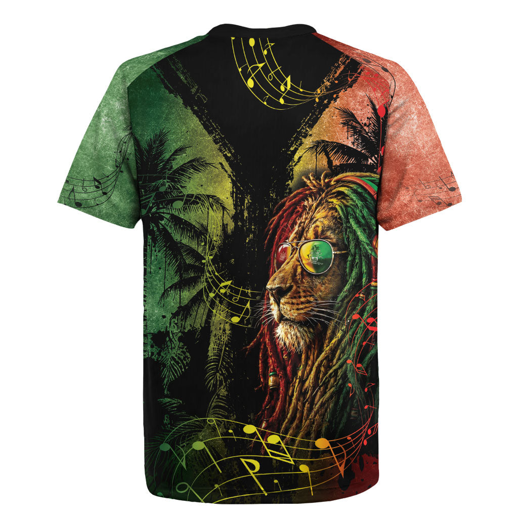 One Love Bahamas Rugby Jersey Rastafarian Lion Reggae Grunge Style