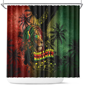 One Love Bahamas Shower Curtain Rastafarian Lion Reggae Grunge Style