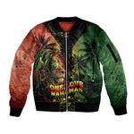 One Love Bahamas Sleeve Zip Bomber Jacket Rastafarian Lion Reggae Grunge Style