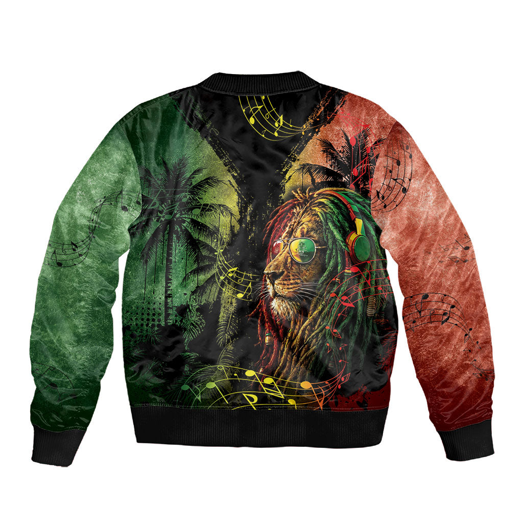 One Love Bahamas Sleeve Zip Bomber Jacket Rastafarian Lion Reggae Grunge Style