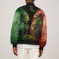 One Love Bahamas Sleeve Zip Bomber Jacket Rastafarian Lion Reggae Grunge Style