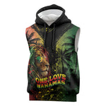 One Love Bahamas Sleeveless Hoodie Rastafarian Lion Reggae Grunge Style