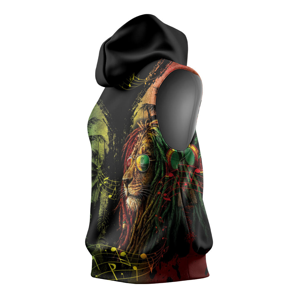One Love Bahamas Sleeveless Hoodie Rastafarian Lion Reggae Grunge Style