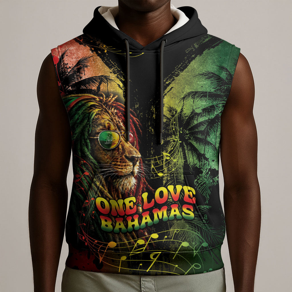 One Love Bahamas Sleeveless Hoodie Rastafarian Lion Reggae Grunge Style