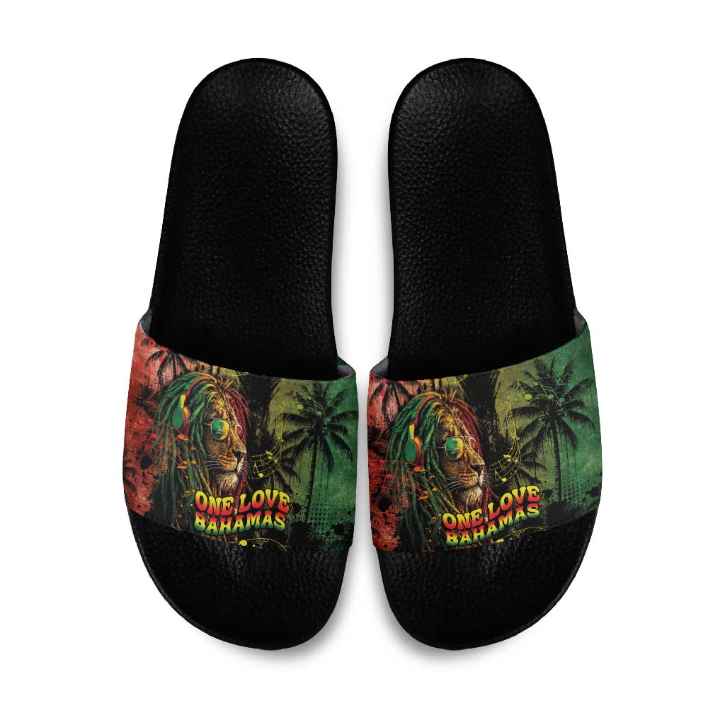 One Love Bahamas Slide Sandals Rastafarian Lion Reggae Grunge Style