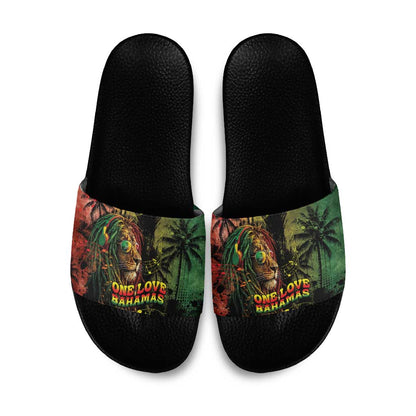 One Love Bahamas Slide Sandals Rastafarian Lion Reggae Grunge Style