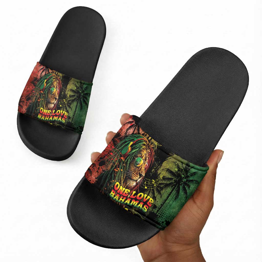 One Love Bahamas Slide Sandals Rastafarian Lion Reggae Grunge Style