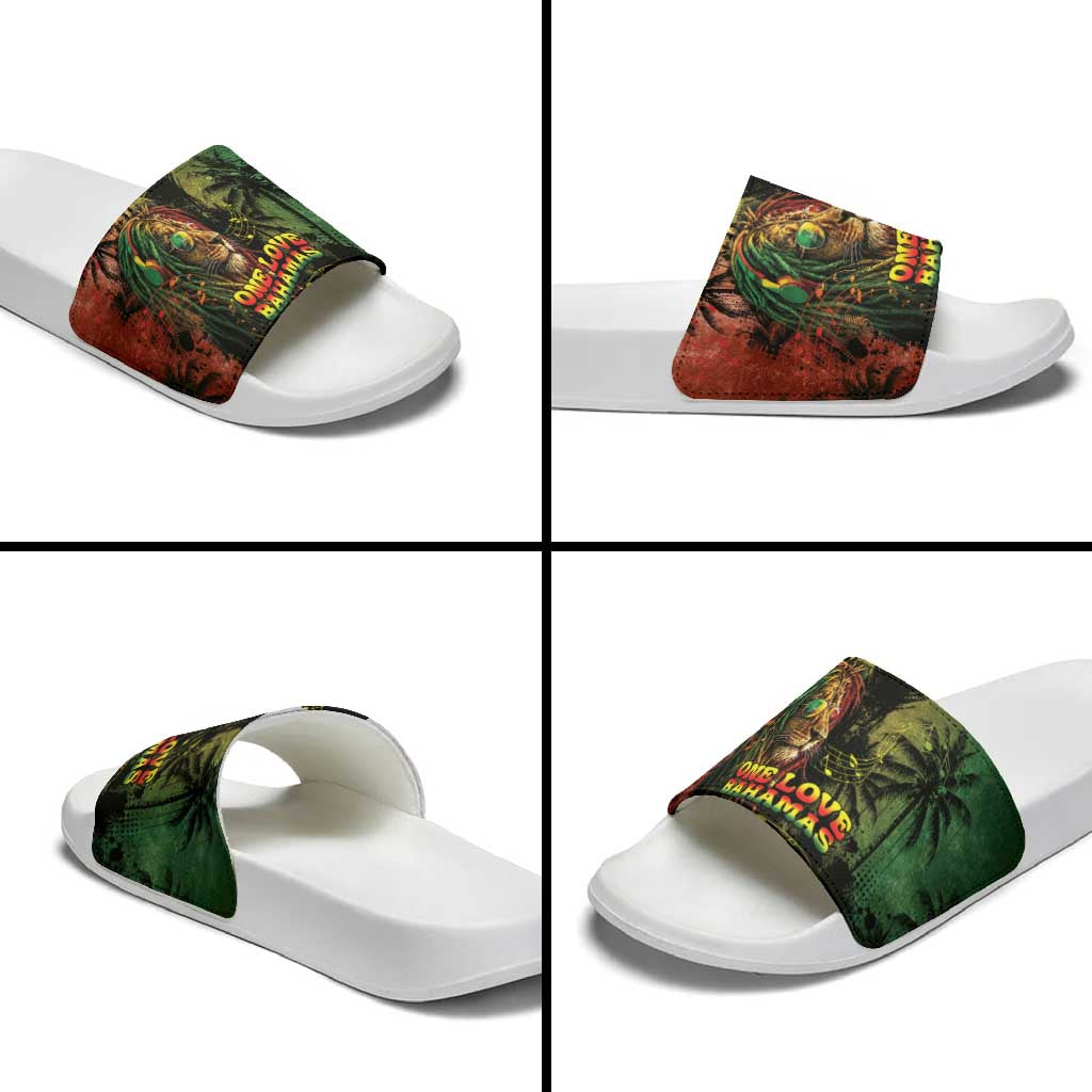 One Love Bahamas Slide Sandals Rastafarian Lion Reggae Grunge Style