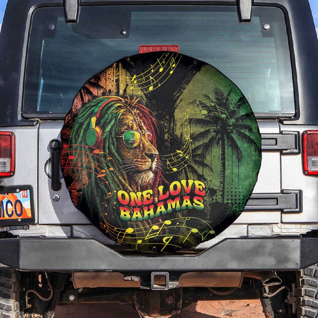One Love Bahamas Spare Tire Cover Rastafarian Lion Reggae Grunge Style
