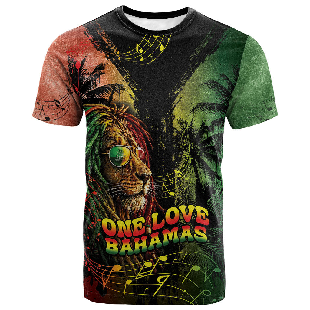 One Love Bahamas T shirt Rastafarian Lion Reggae Grunge Style