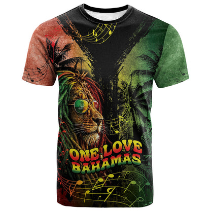 One Love Bahamas T shirt Rastafarian Lion Reggae Grunge Style