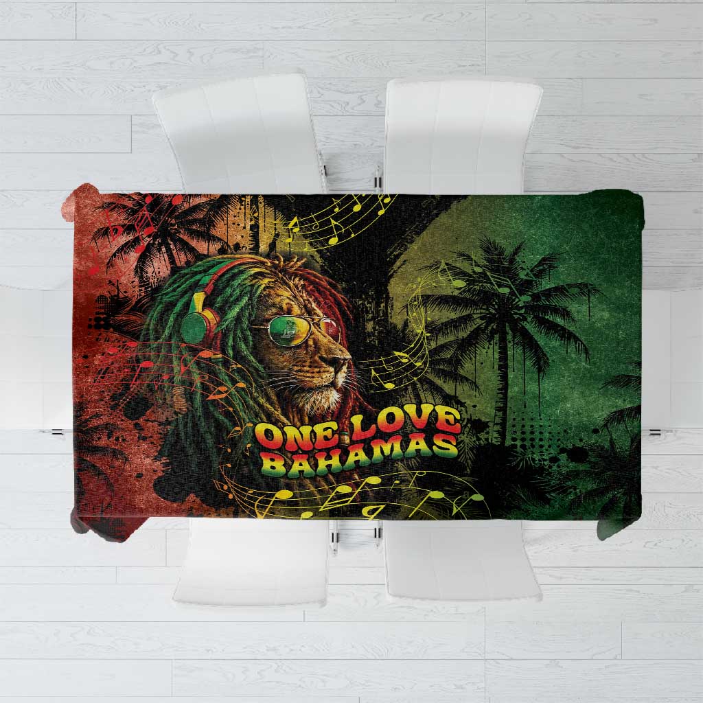 One Love Bahamas Tablecloth Rastafarian Lion Reggae Grunge Style