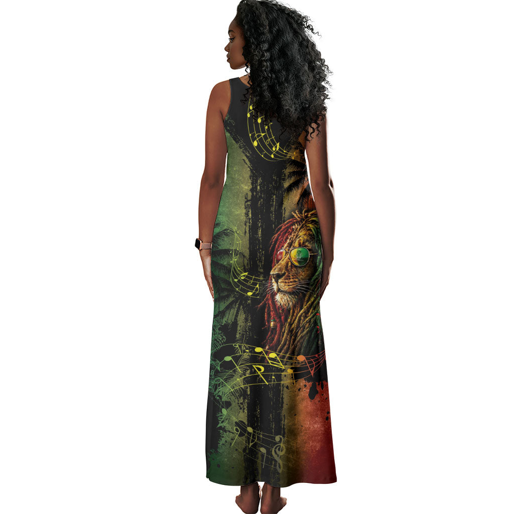 One Love Bahamas Tank Maxi Dress Rastafarian Lion Reggae Grunge Style