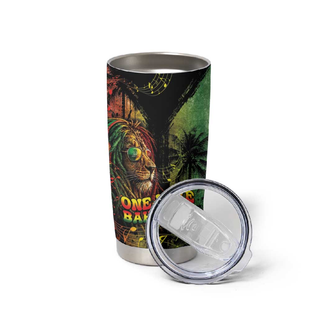 One Love Bahamas Tumbler Cup Rastafarian Lion Reggae Grunge Style