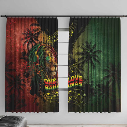 One Love Bahamas Window Curtain Rastafarian Lion Reggae Grunge Style