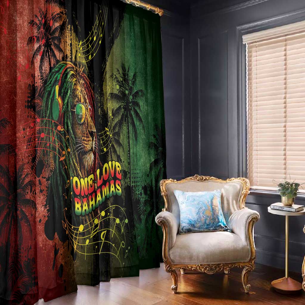 One Love Bahamas Window Curtain Rastafarian Lion Reggae Grunge Style