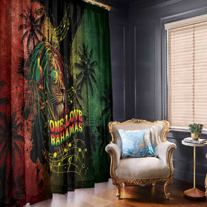 One Love Bahamas Window Curtain Rastafarian Lion Reggae Grunge Style