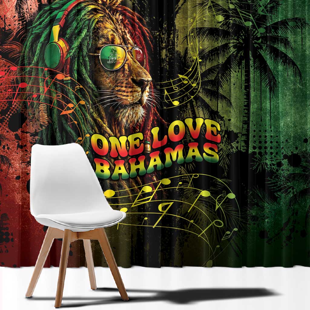 One Love Bahamas Window Curtain Rastafarian Lion Reggae Grunge Style