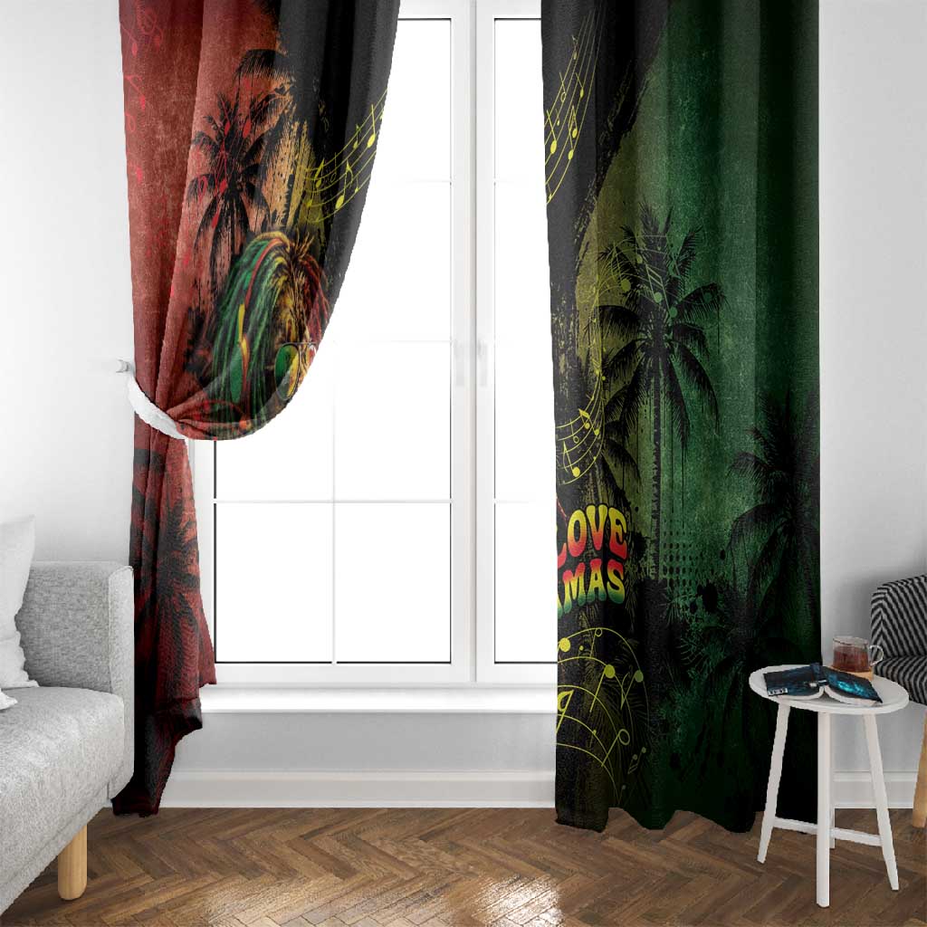 One Love Bahamas Window Curtain Rastafarian Lion Reggae Grunge Style